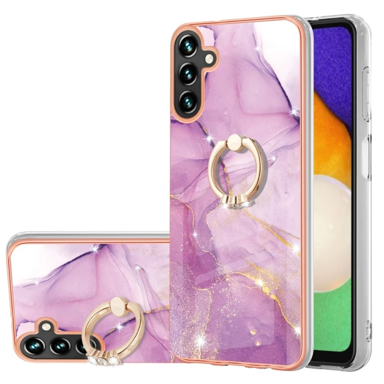 Electroplating Marble IMD TPU Phone Case with Ring Holder, For Samsung Galaxy A14 5G