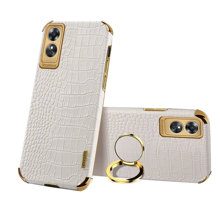 6D Electroplating Crocodile Texture Phone Case With Holder, For OPPO A17, For Realme C21Y, For Realme C33, For OPPO Reno8 Pro+