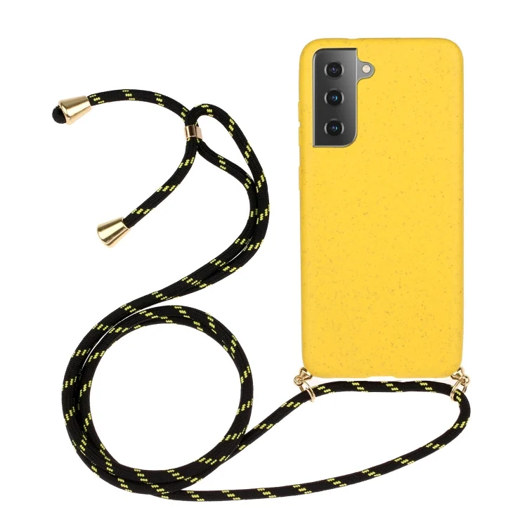 Wheat Straw Material + TPU Protective Case with Lanyard, For Samsung Galaxy S23 5G, For Samsung Galaxy S23+ 5G, For Samsung Galaxy S23 Ultra 5G