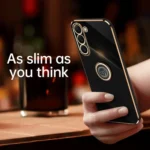 XINLI Straight Edge 6D Electroplate TPU Phone Case with Ring Holder, For Samsung Galaxy S22 5G, For Samsung Galaxy S22+ 5G - Image 2