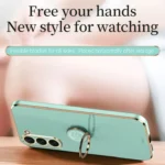 XINLI Straight Edge 6D Electroplate TPU Phone Case with Ring Holder, For Samsung Galaxy S22 5G, For Samsung Galaxy S22+ 5G - Image 4