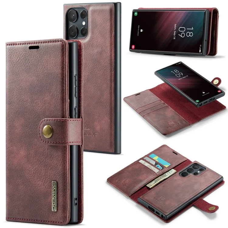 DG.MING Crazy Horse Texture Detachable Magnetic Leather Case, For Samsung Galaxy S23 Ultra 5G
