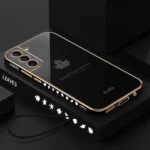 9D Plating Maple Leaf Silicone Phone Case with Strap, For Samsung Galaxy S23 5G, For Samsung Galaxy S23+ 5G, For Samsung Galaxy S23 Ultra 5G, For Samsung Galaxy S22 5G