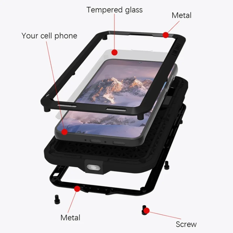 EDA004306801_B5.webp LOVE MEI Metal Shockproof Life Waterproof Dustproof Phone Case, For Samsung Galaxy S23 5G, For Samsung Galaxy S23+ 5G, For Samsung Galaxy S23 Ultra 5G - Image 6
