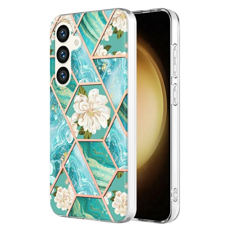 Splicing Marble Flower IMD TPU Phone Case, For Samsung Galaxy S24 5G