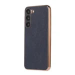 Nano Electroplating Cross Texture Genuine Leather Phone Case, For Samsung Galaxy S23 5G, For Samsung Galaxy S23+ 5G - Image 2