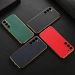 Nano Electroplating Cross Texture Genuine Leather Phone Case, For Samsung Galaxy S23 5G, For Samsung Galaxy S23+ 5G - Image 5
