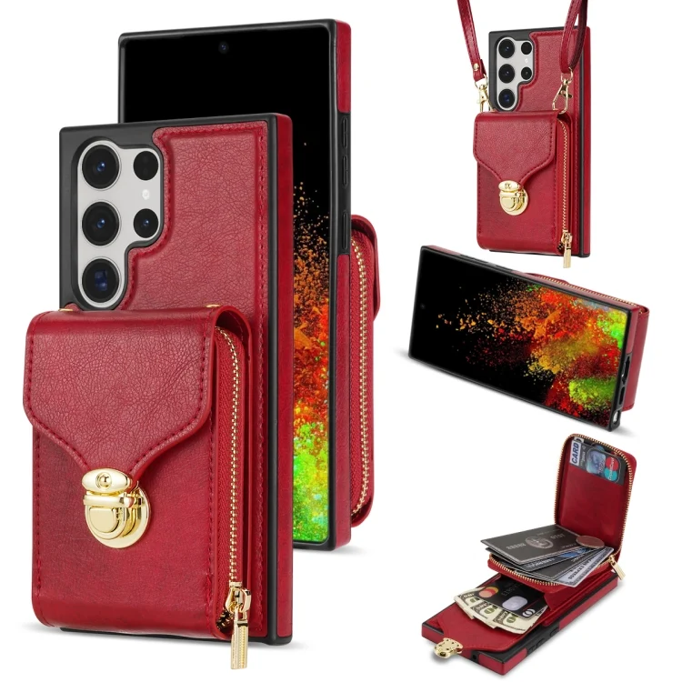 Zipper Hardware Card Wallet Phone Case, For Samsung Galaxy S23 Ultra 5G, For Samsung Galaxy S23+ 5G, For Samsung Galaxy S23 5G, For Samsung Galaxy S22 Ultra 5G