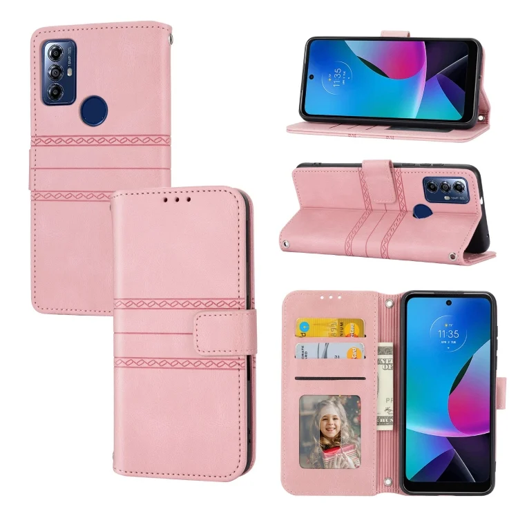 Embossed Stripes Skin Feel Leather Phone Case, For Motorola Moto G Play 5G, For Motorola Moto G Stylus 5G 2023, For Xiaomi Redmi Note 12 5G Global