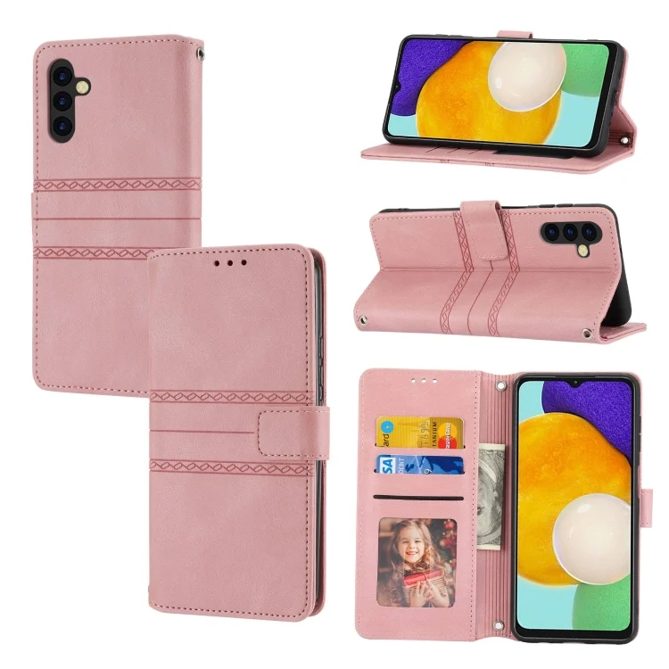 Embossed Stripes Skin Feel Leather Phone Case, For Samsung Galaxy A54 5G
