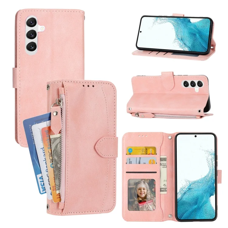 Oil Skin Zipper Wallet Leather Phone Case, For Samsung Galaxy A34 5G, For Samsung Galaxy A54 5G