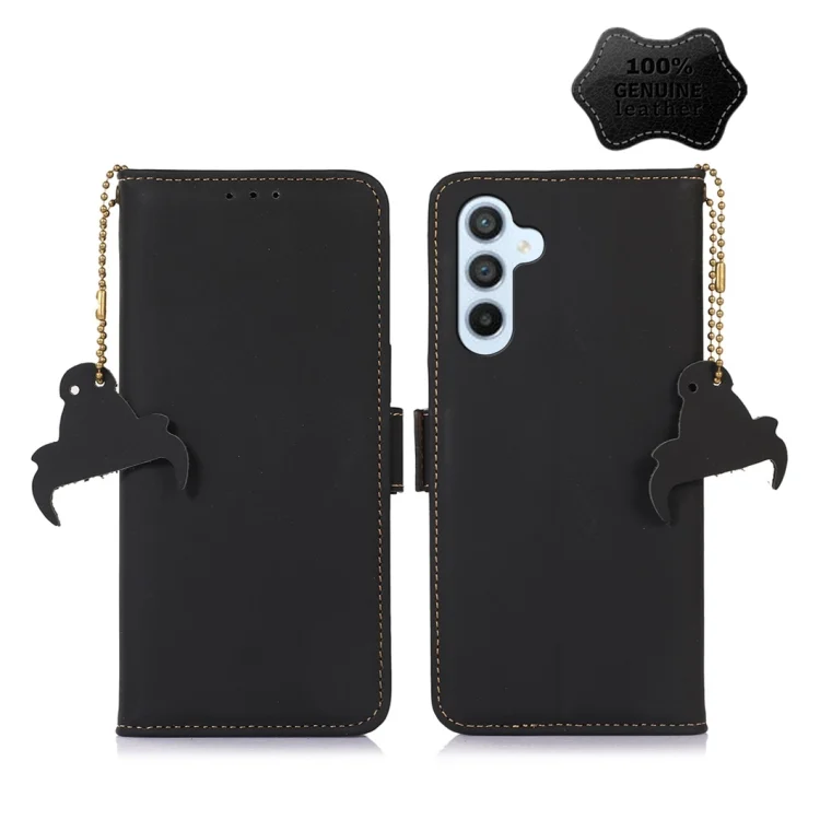 Genuine Leather Magnetic RFID Leather Phone Case, For Samsung Galaxy S24 5G