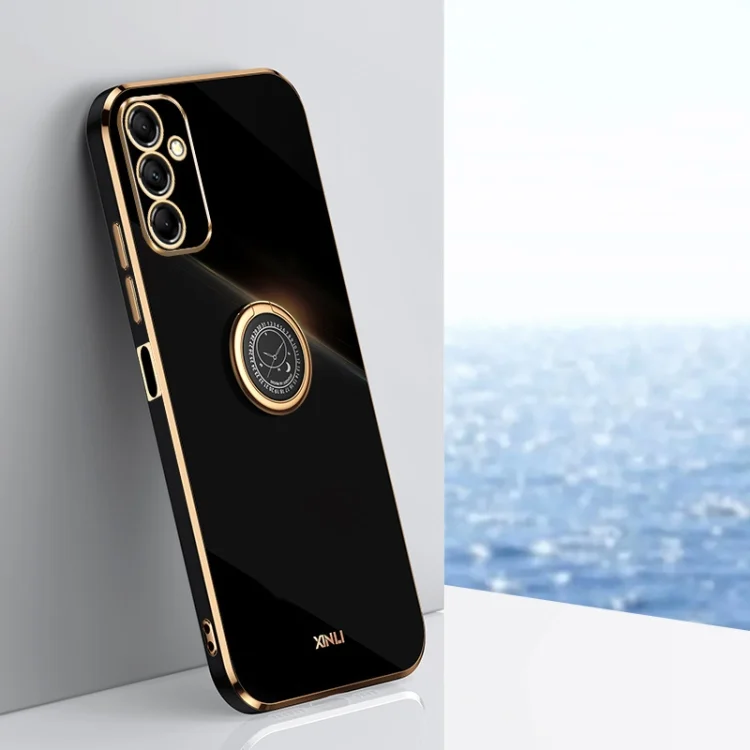 XINLI Straight Edge 6D Electroplate TPU Phone Case with Ring Holder, For Samsung Galaxy A15, For Samsung Galaxy A55