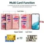 Zipper Wallet Magnetic Detachable Leather Phone Case, For Samsung Galaxy S10+, For Samsung Galaxy A12 5G, For Samsung Galaxy A13 5G, For Samsung Galaxy A14 5G, For Samsung Galaxy A22 5G... - Image 3