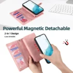 Zipper Wallet Magnetic Detachable Leather Phone Case, For Samsung Galaxy S10+, For Samsung Galaxy A12 5G, For Samsung Galaxy A13 5G, For Samsung Galaxy A14 5G, For Samsung Galaxy A22 5G... - Image 5