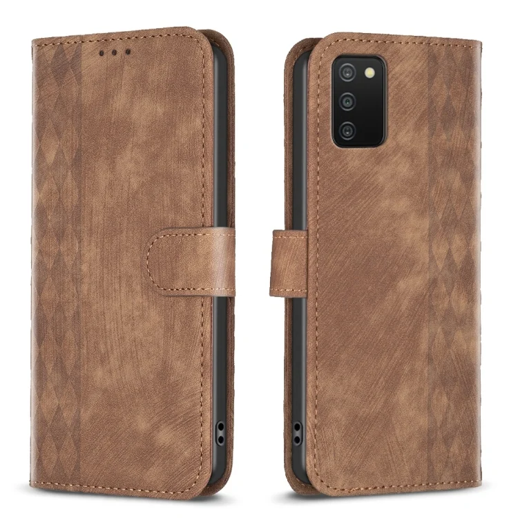 Plaid Embossed Leather Phone Case, For Samsung Galaxy A03s / A02s, For Samsung Galaxy A12, For Samsung Galaxy A13 4G/5G, For Samsung Galaxy A14 4G/5G