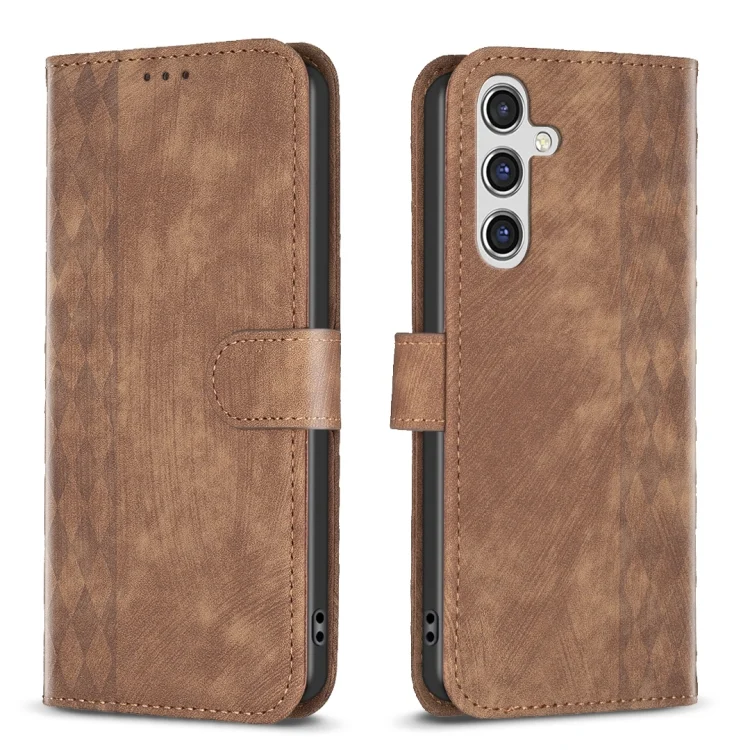 Plaid Embossed Leather Phone Case, For Samsung Galaxy A35, For Samsung Galaxy S24 Ultra 5G, For Samsung Galaxy S24+ 5G, For Samsung Galaxy S23 FE 5G