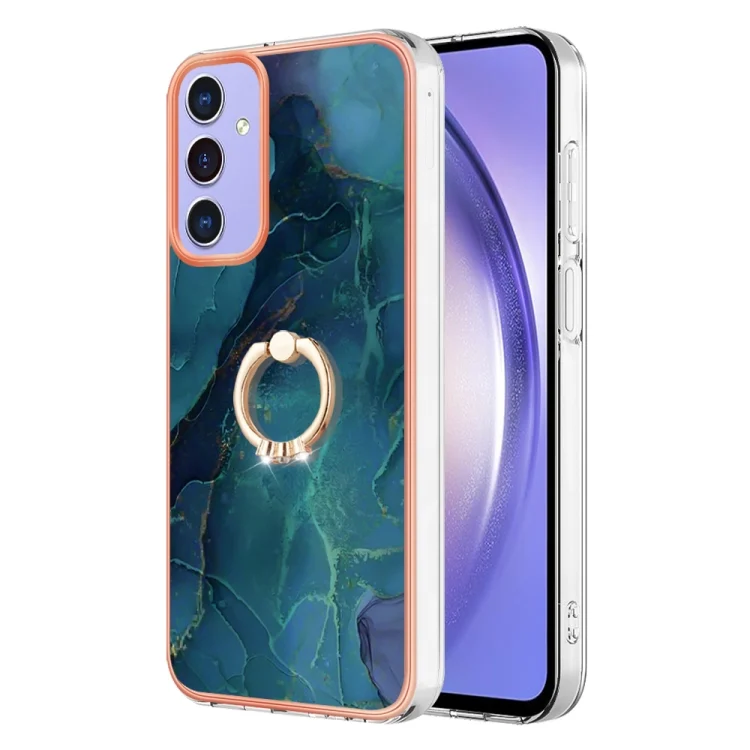 Electroplating Marble Dual-side IMD Phone Case with Ring, For Samsung Galaxy A15 5G, For Samsung Galaxy A55, For Samsung Galaxy A35