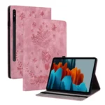 Butterfly Rose Embossed Leather Tablet Case, For Samsung Galaxy Tab S9+, For Samsung Galaxy Tab S8+ / S7+ / S7 FE, For Samsung Galaxy Tab S7 / S8