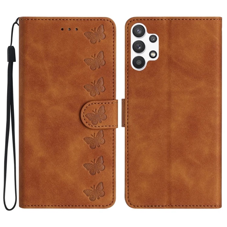 Seven Butterflies Embossed Leather Phone Case, For Samsung Galaxy A13 4G, For Samsung Galaxy A13 5G, For Samsung Galaxy A14 5G