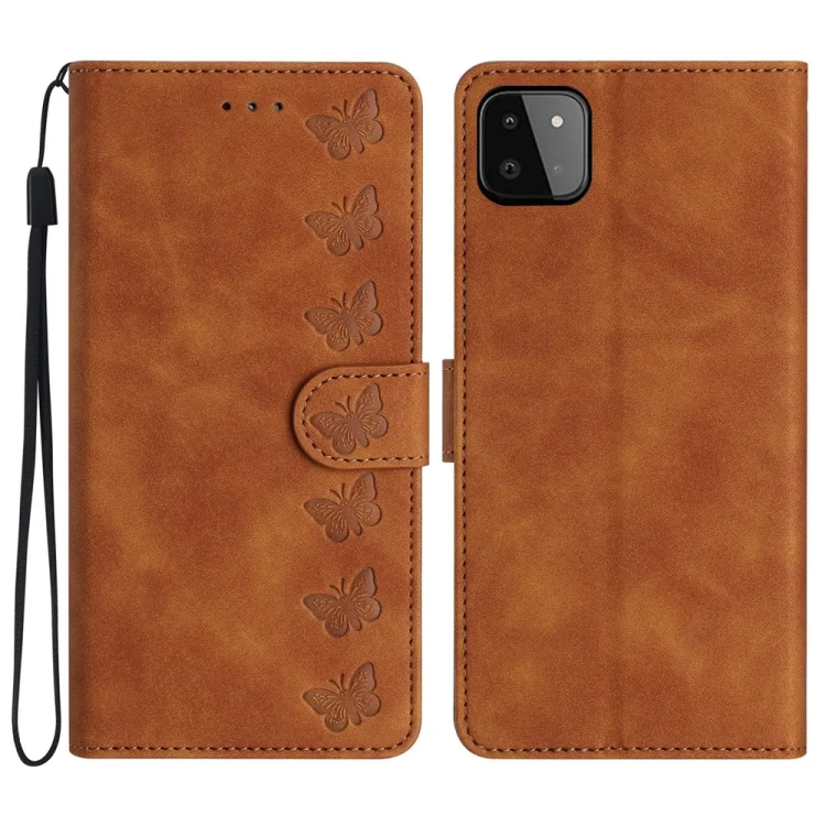 Seven Butterflies Embossed Leather Phone Case, For Samsung Galaxy A22 5G, For Samsung Galaxy A23 5G, For Samsung Galaxy A24 4G