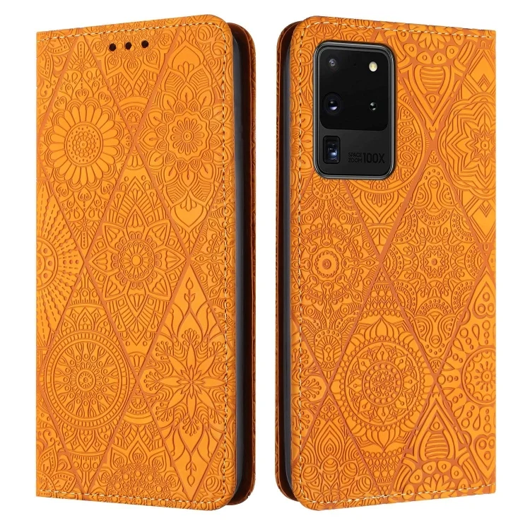 Ethnic Embossed Adsorption Leather Phone Case, For Samsung Galaxy S20 Ultra, For Samsung Galaxy A02s 166mm, For Samsung Galaxy A03s 166mm, For Samsung Galaxy A12 5G
