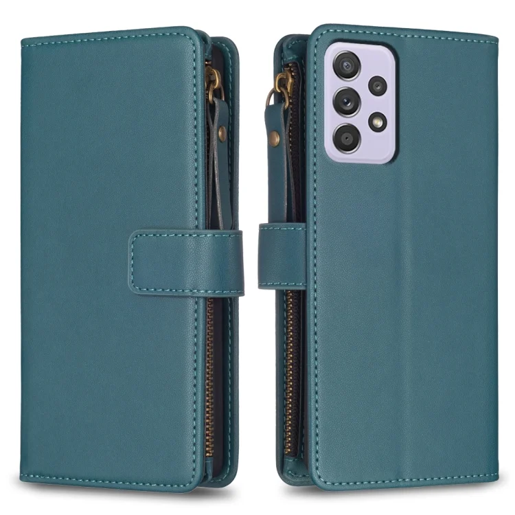 9 Card Slots Zipper Wallet Leather Flip Phone Case, For Samsung Galaxy A52, For Samsung Galaxy A53, For Samsung Galaxy S21 5G