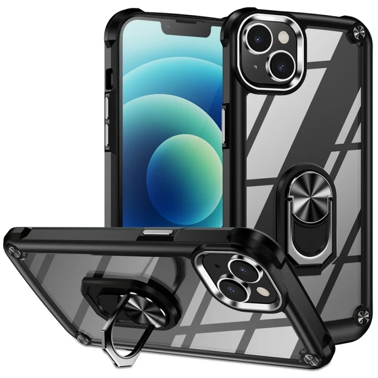 TPU + PC Lens Protection Phone Case with Ring Holder, For iPhone 15 Plus, For iPhone 15