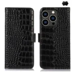 Crocodile Top Layer Cowhide Leather Phone Case, For iPhone 16 Pro Max, For iPhone 16 Pro, For iPhone 16 Plus, For iPhone 16, For iPhone 15 Pro Max