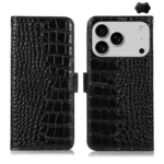 Crocodile Top Layer Cowhide Leather Phone Case, For iPhone 17 Pro Max, For iPhone 17 Pro, For iPhone 17, For iPhone 17 Air, For iPhone 16e