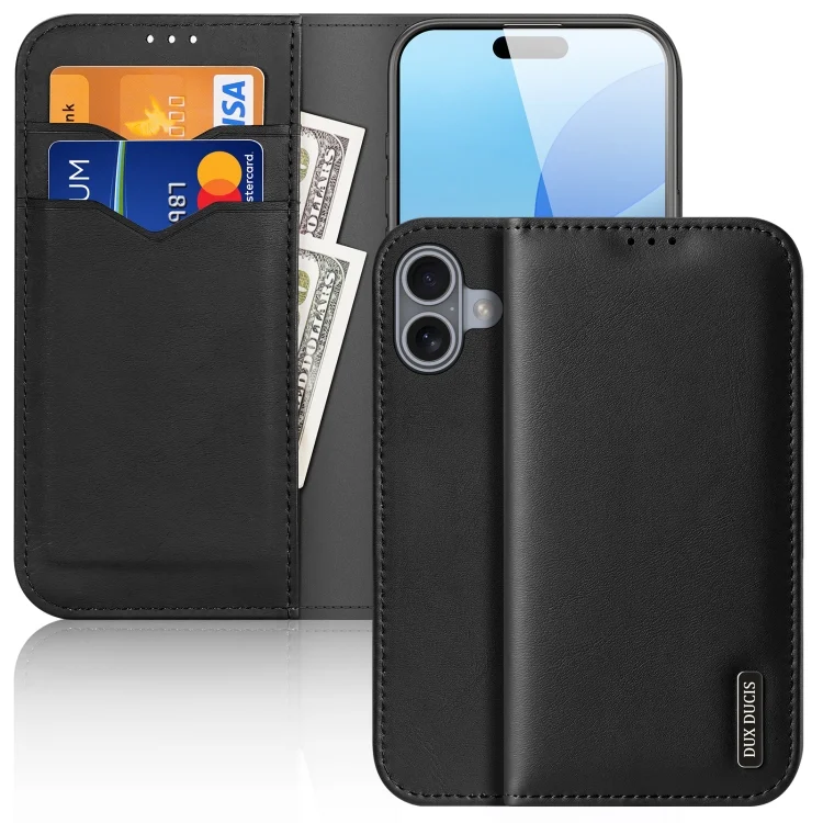DUX DUCIS Hivo Series Cowhide + PU + TPU Flip Phone Case, For iPhone 16, For iPhone 15 Pro Max, For iPhone 15 Pro, For iPhone 15