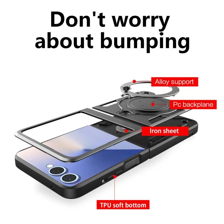 EDA004873102A_2.webp CD Texture Magnetic Holder Phone Case, For Samsung Galaxy Z Flip7, For Samsung Galaxy Z Flip5 - Image 3