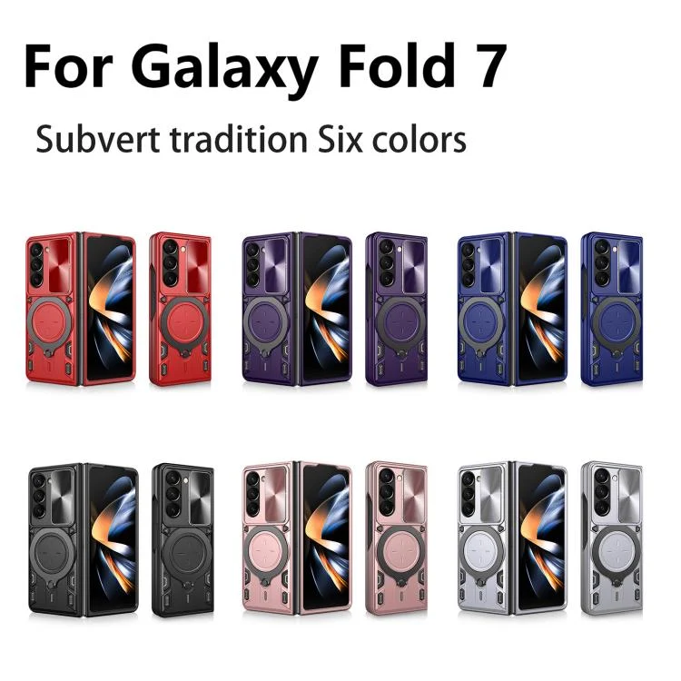 EDA004873202A_1.webp CD Texture Sliding Camshield Magnetic Holder Phone Case, For Samsung Galaxy Z Fold7, For Samsung Galaxy Z Fold5 - Image 2