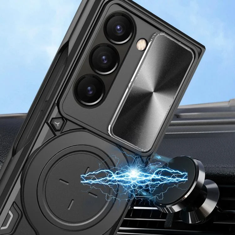 EDA004873202A_4.webp CD Texture Sliding Camshield Magnetic Holder Phone Case, For Samsung Galaxy Z Fold7, For Samsung Galaxy Z Fold5 - Image 5