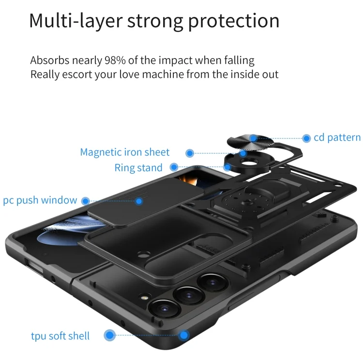 EDA004873801A_2.webp Sliding Camera Cover Design TPU+PC Phone Case, For Samsung Galaxy Z Fold5 - Image 3