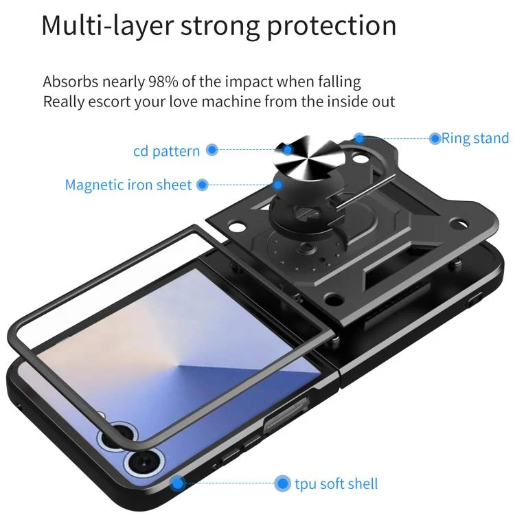 EDA004873904A_2.webp Armor Magnetic Bracket TPU+PC Phone Case, For Samsung Galaxy Z Flip7, For Samsung Galaxy Z Flip6 / Flip7 FE - Image 3