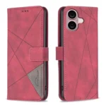 Magnetic Buckle Rhombus Texture Leather Phone Case, For iPhone 16 Plus, For iPhone 16, For iPhone 15 Pro Max