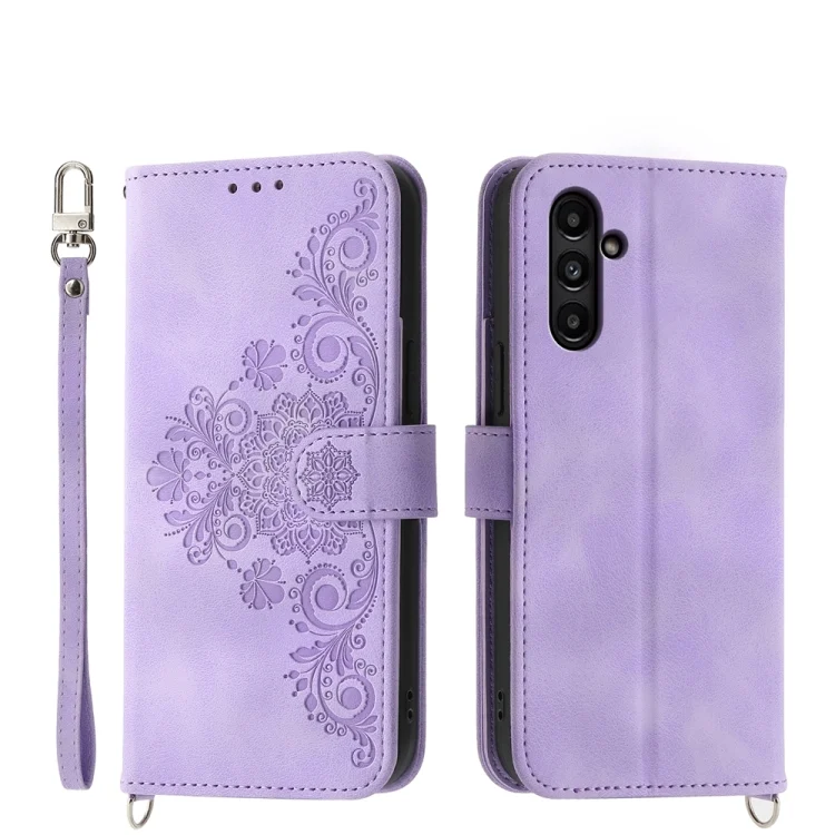 Skin-feel Flowers Embossed Wallet Leather Phone Case, For Samsung Galaxy A15, For Samsung Galaxy A05, For Samsung Galaxy A05s, For Samsung Galaxy A25 5G