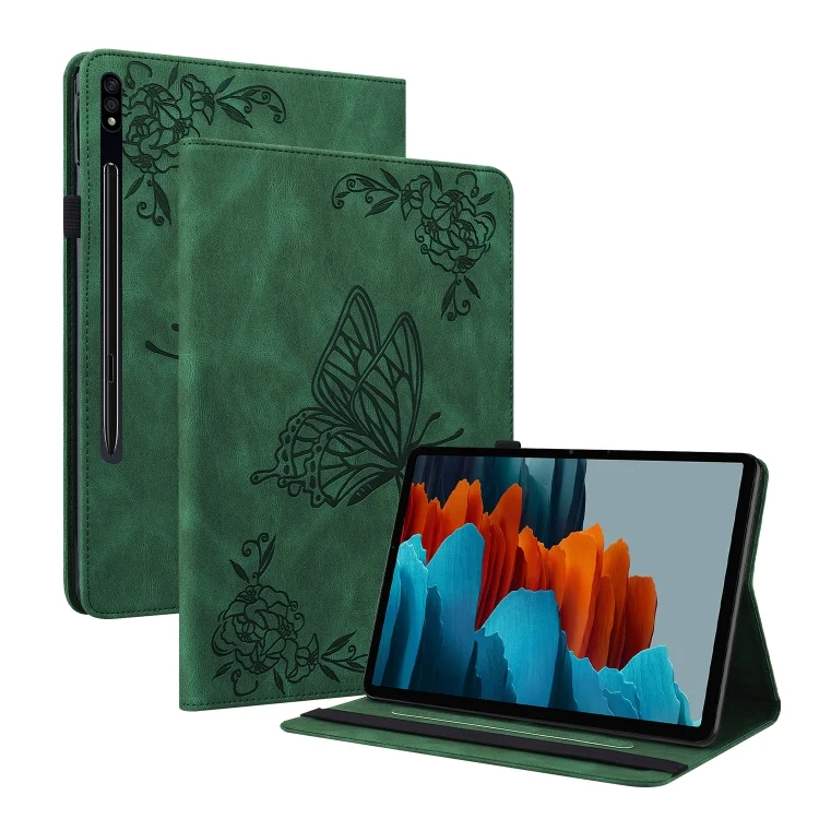 Butterfly Flower Embossed Leather Tablet Case, For Samsung Galaxy Tab S9+, For Samsung Galaxy Tab S7+/S7 FE/S8+, For Samsung Galaxy Tab S5e/T720/T725