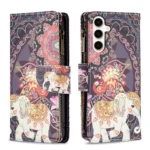 Colored Drawing Pattern Zipper Leather Phone Case, For Samsung Galaxy S23 FE 5G, For Samsung Galaxy S24 5G