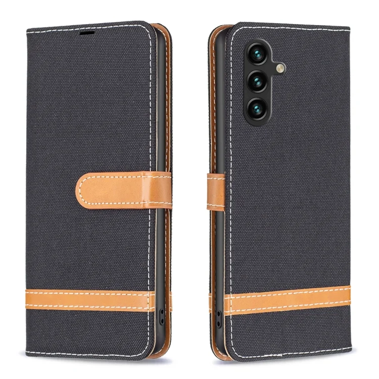 Color Block Denim Texture Leather Phone Case, For Samsung Galaxy A55, For Samsung Galaxy A25 5G