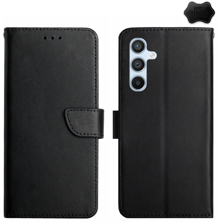 HT02 Genuine Leather Fingerprint-proof Flip Phone Case, For Samsung Galaxy M55 5G, For Samsung Galaxy M15 5G, For Samsung Galaxy Xcover 7 5G, For Samsung Galaxy A55 5G, For Samsung Galaxy A35 5G...