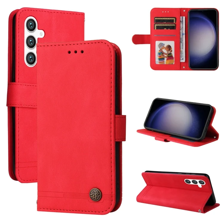 Skin Feel Life Tree Metal Button Leather Phone Case, For Samsung Galaxy S23 FE 5G