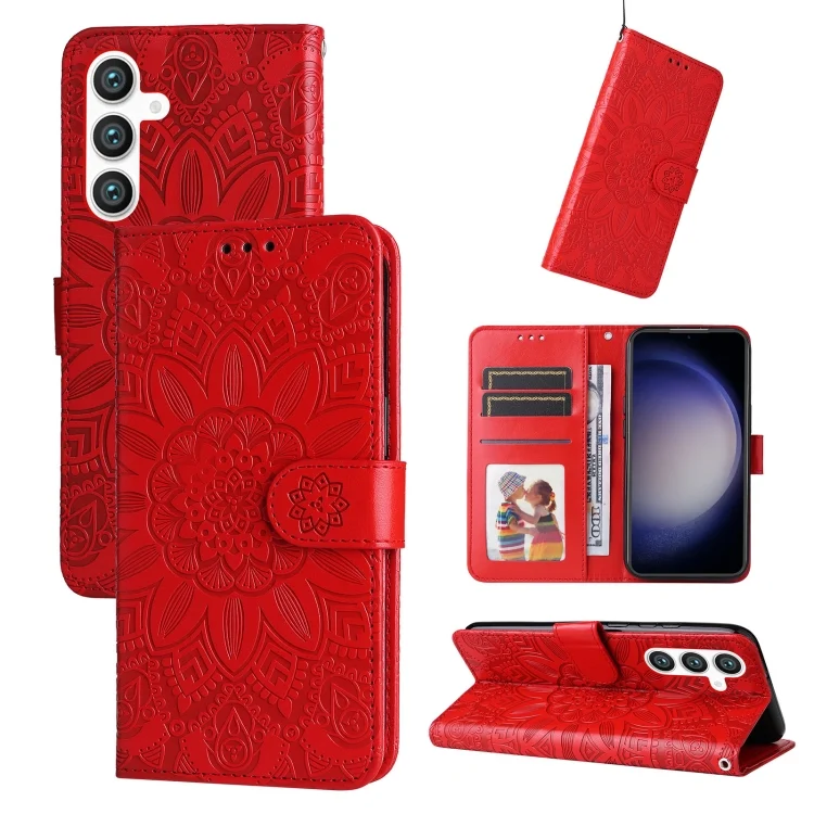Embossed Sunflower Leather Phone Case, For Samsung Galaxy S23 FE 5G