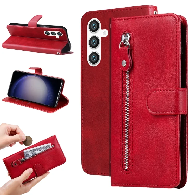 Fashion Calf Texture Zipper Leather Phone Case, For Samsung Galaxy S23 FE 5G