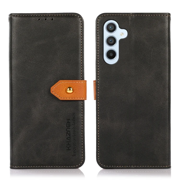KHAZNEH Dual-color Cowhide Texture Flip Leather Phone Case, For Samsung Galaxy A25 5G