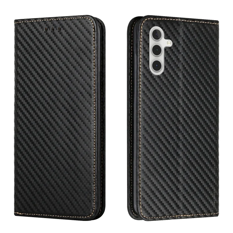 Carbon Fiber Texture Flip Holder Leather Phone Case, For Samsung Galaxy A05S