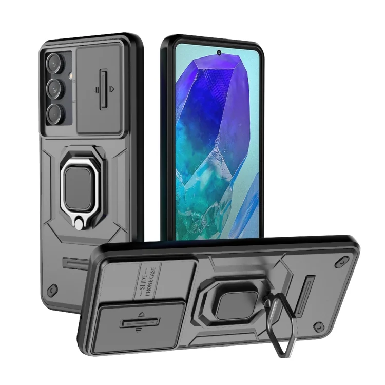 Sliding Camshield TPU + PC Shockproof Phone Case with Holder, For Samsung Galaxy M55 5G, For Samsung Galaxy M15 5G, For Samsung Galaxy A15 5G, For Samsung Galaxy A55 5G