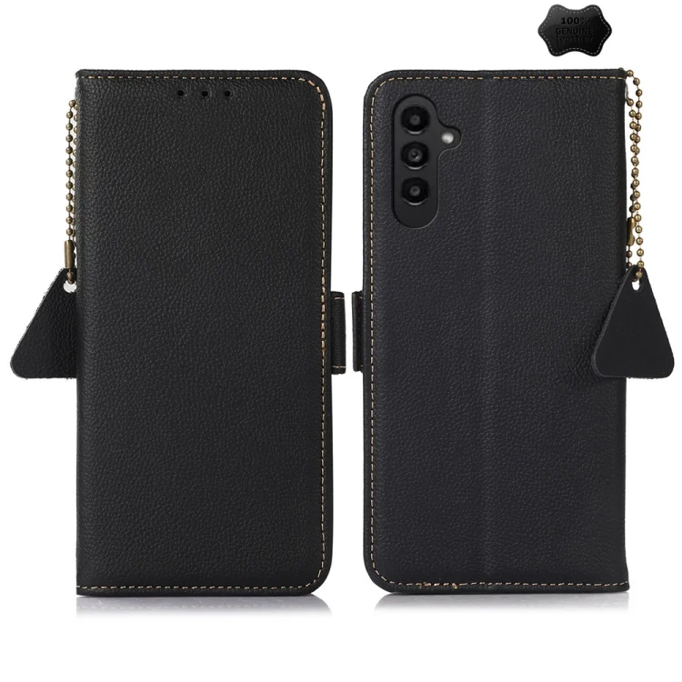 Side-Magnetic TJ Genuine Leather RFID Phone Case, For Samsung Galaxy A15, For Samsung Galaxy A05, For Samsung Galaxy A05s, For Samsung Galaxy M34 5G, For Samsung Galaxy A25 5G Global