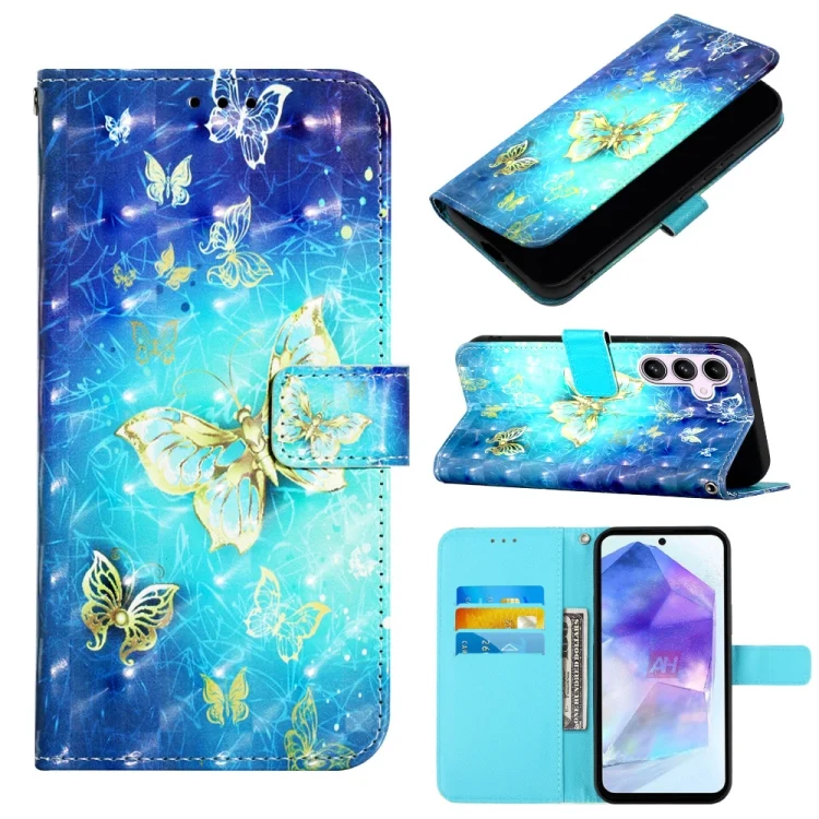 3D Painting Horizontal Flip Leather Phone Case, For Samsung Galaxy A55, For Samsung Galaxy A35 5G
